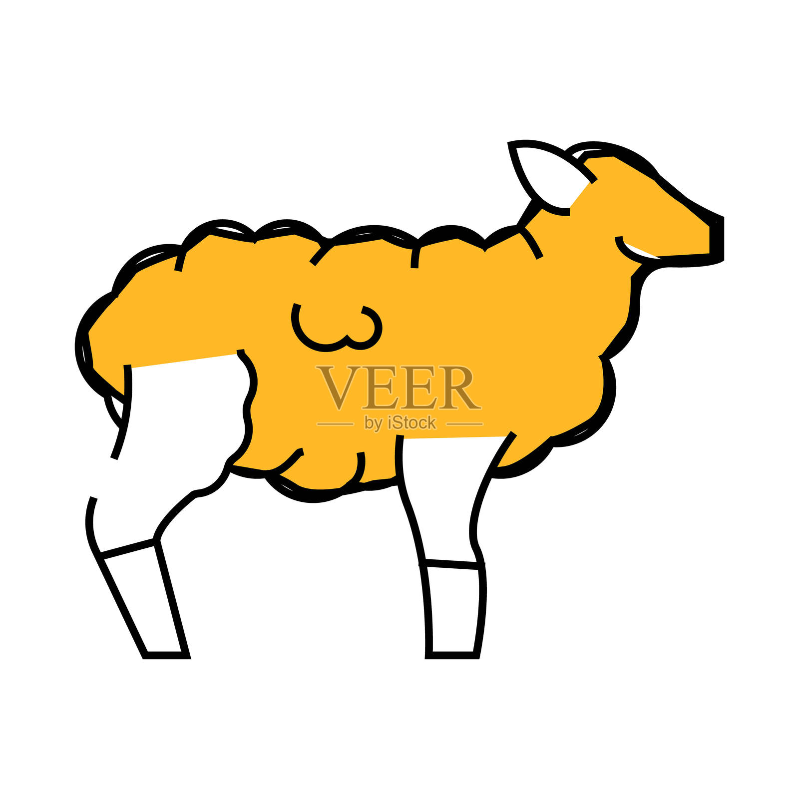 羊农场动物图标彩色插图插画图片素材