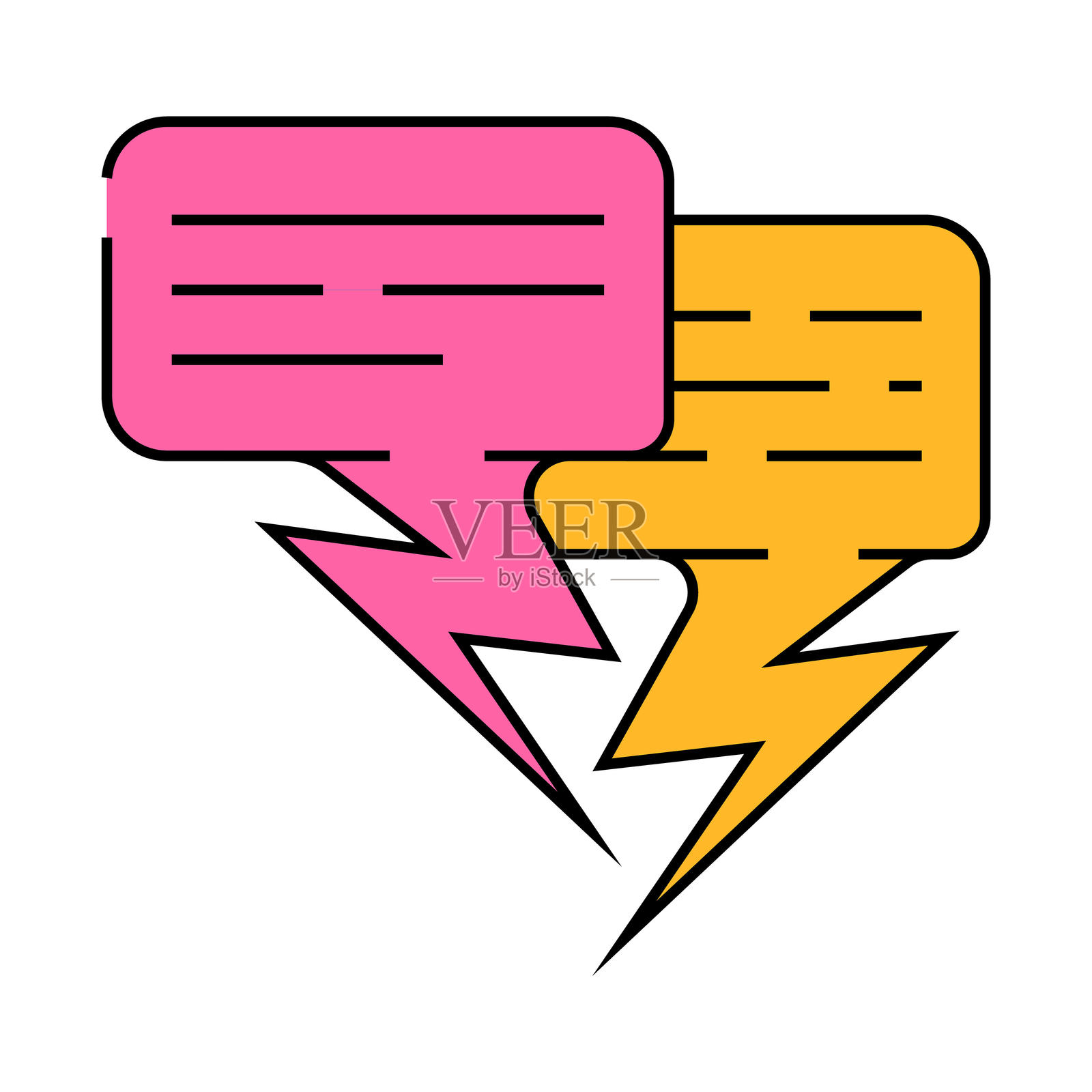 争吵对话图标彩色插图插画图片素材