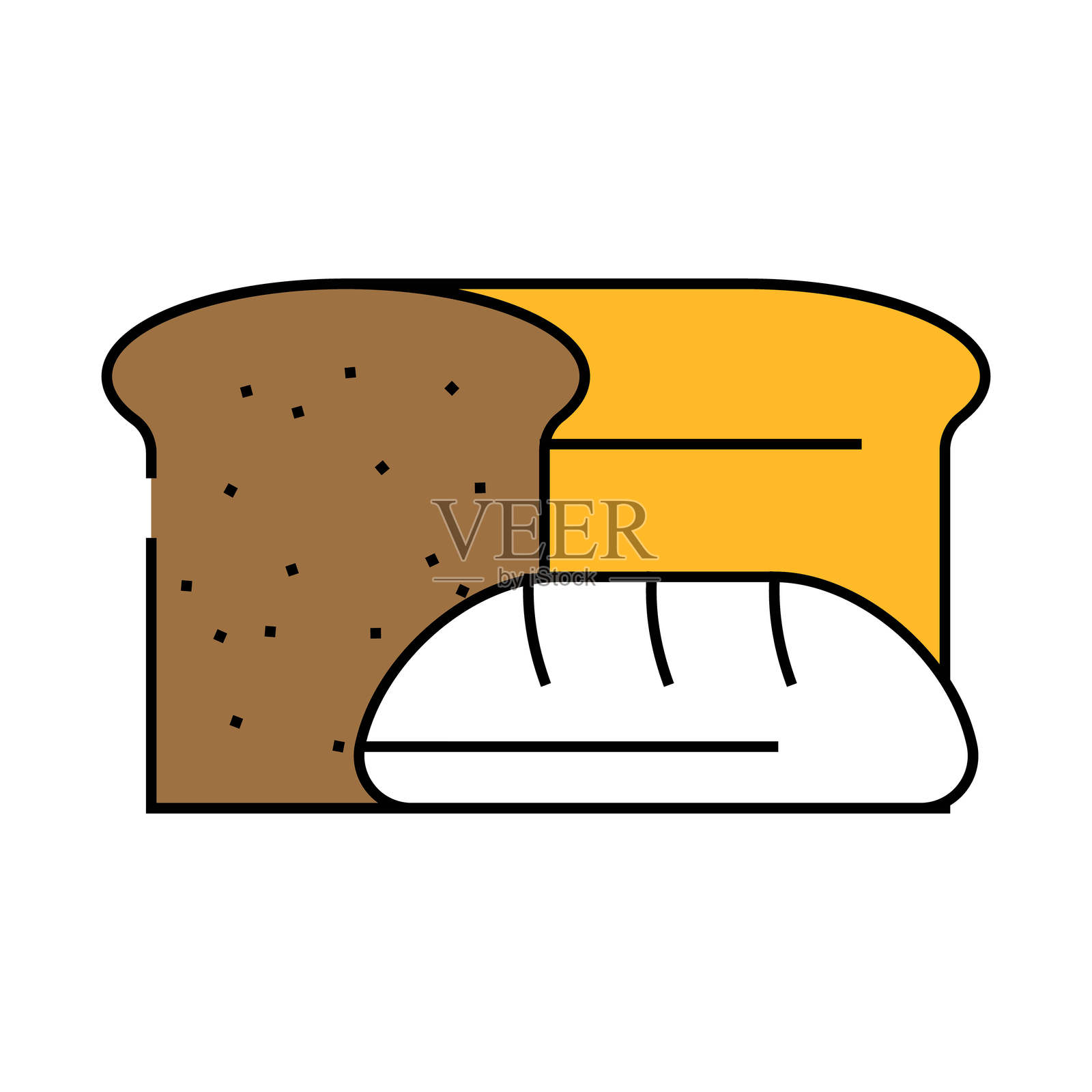 面包房部门图标彩色插图插画图片素材