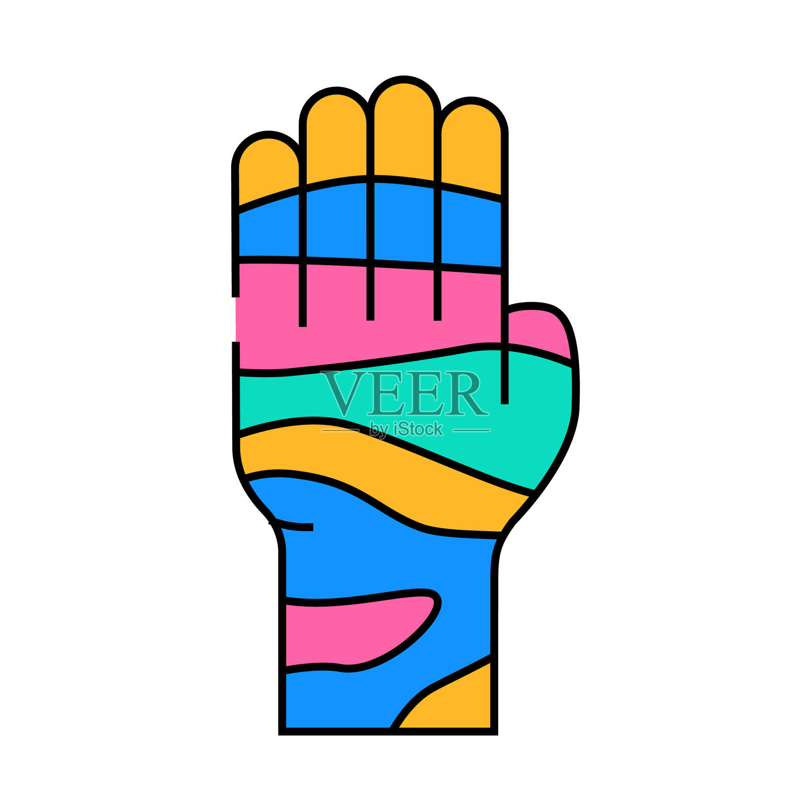 指压手臂和区域图标彩色插图插画图片素材