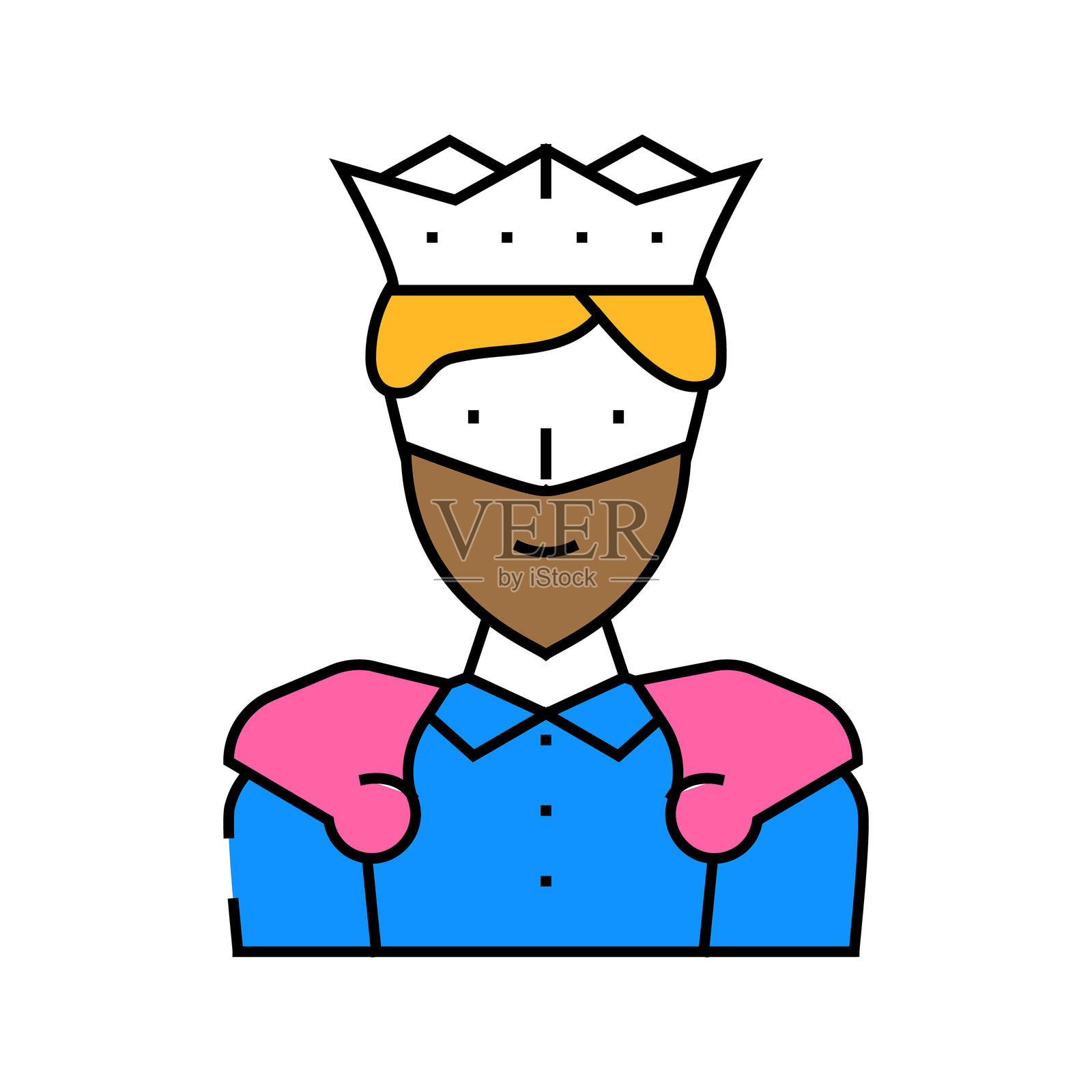 国王幻想人物图标彩色插图插画图片素材