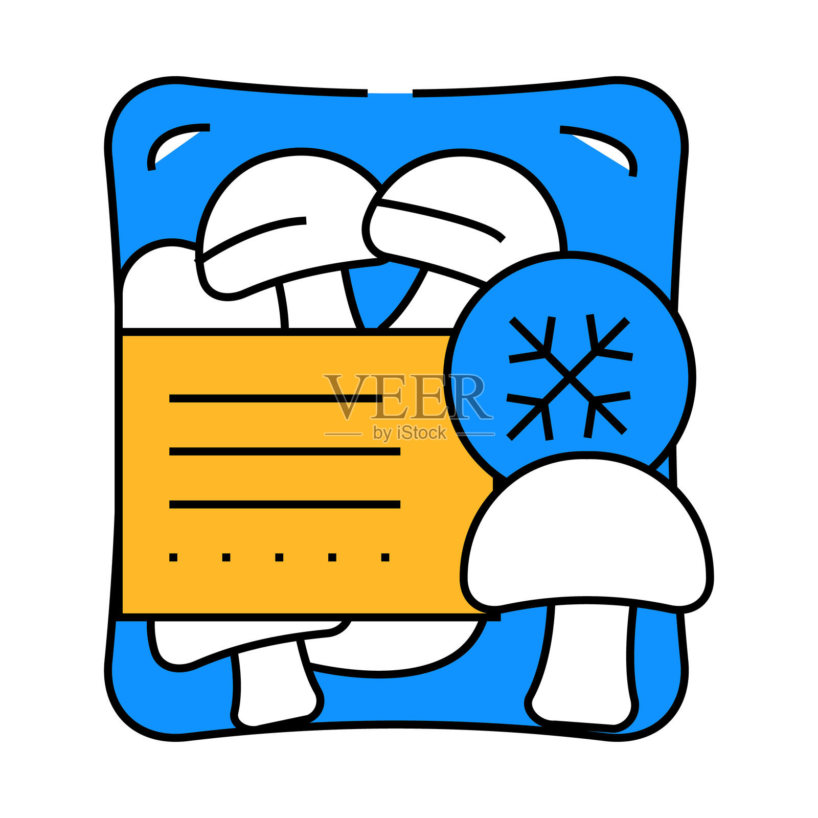 蘑菇冷冻营养图标彩色插图插画图片素材