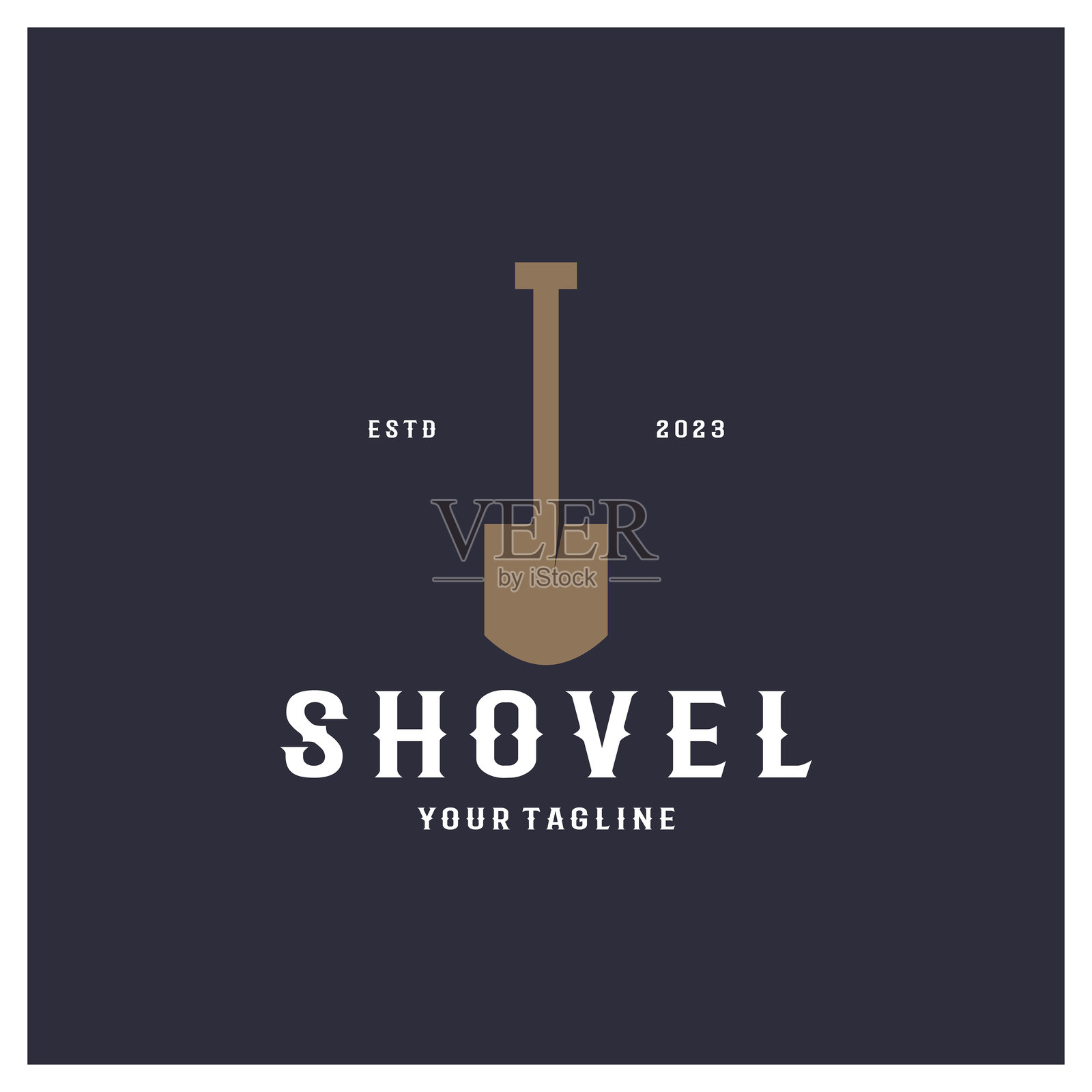 铲标志用于农业、开挖、建筑、矿山基础。园艺矢量集设计与树叶插画图片素材