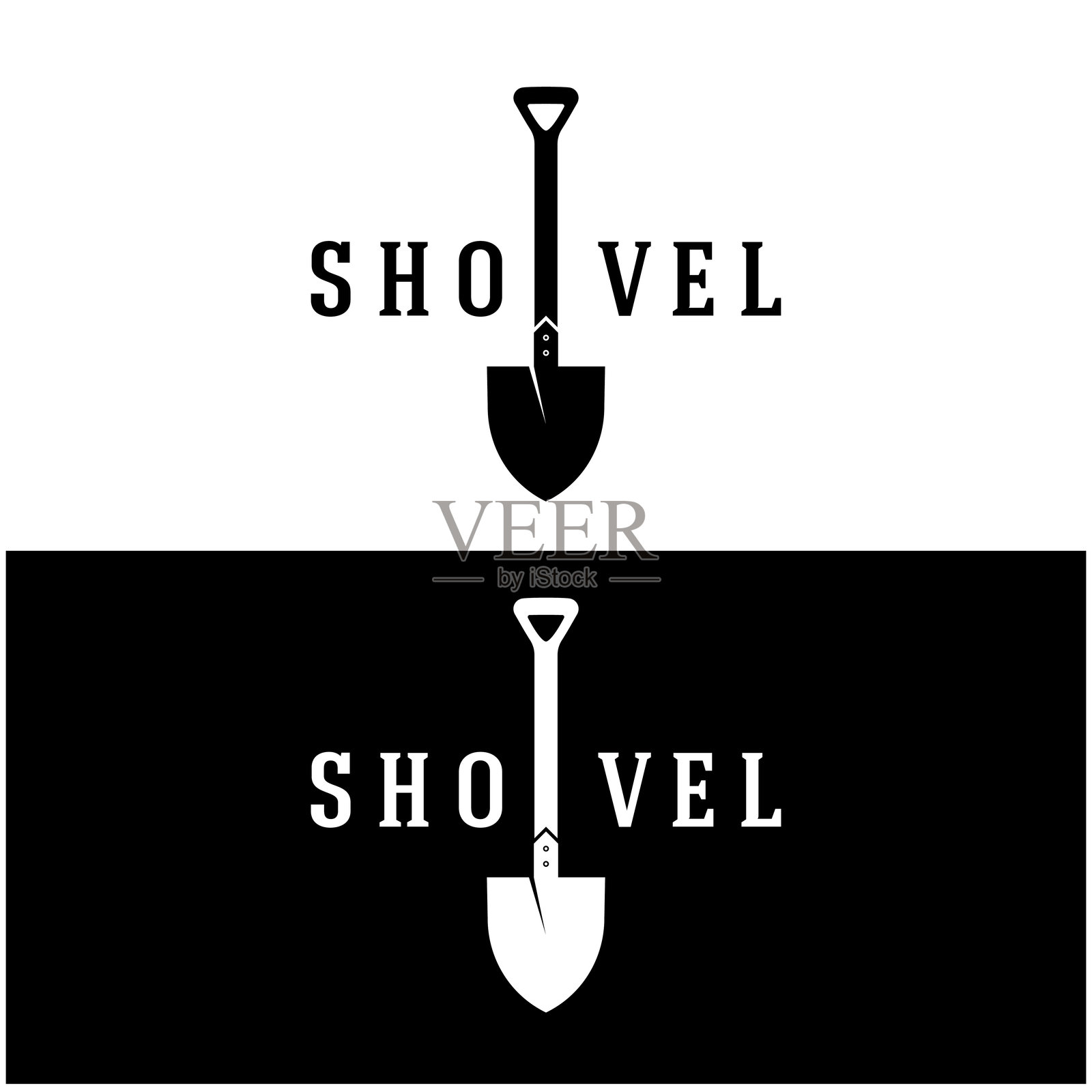 铲标志用于农业、开挖、建筑、矿山基础。园艺矢量集设计与树叶插画图片素材