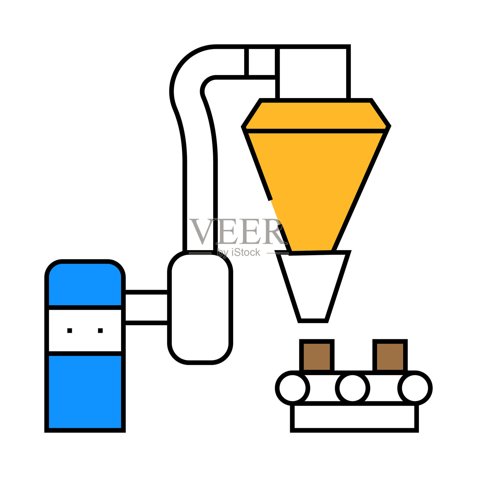生产泥煤型煤图标彩色插图插画图片素材