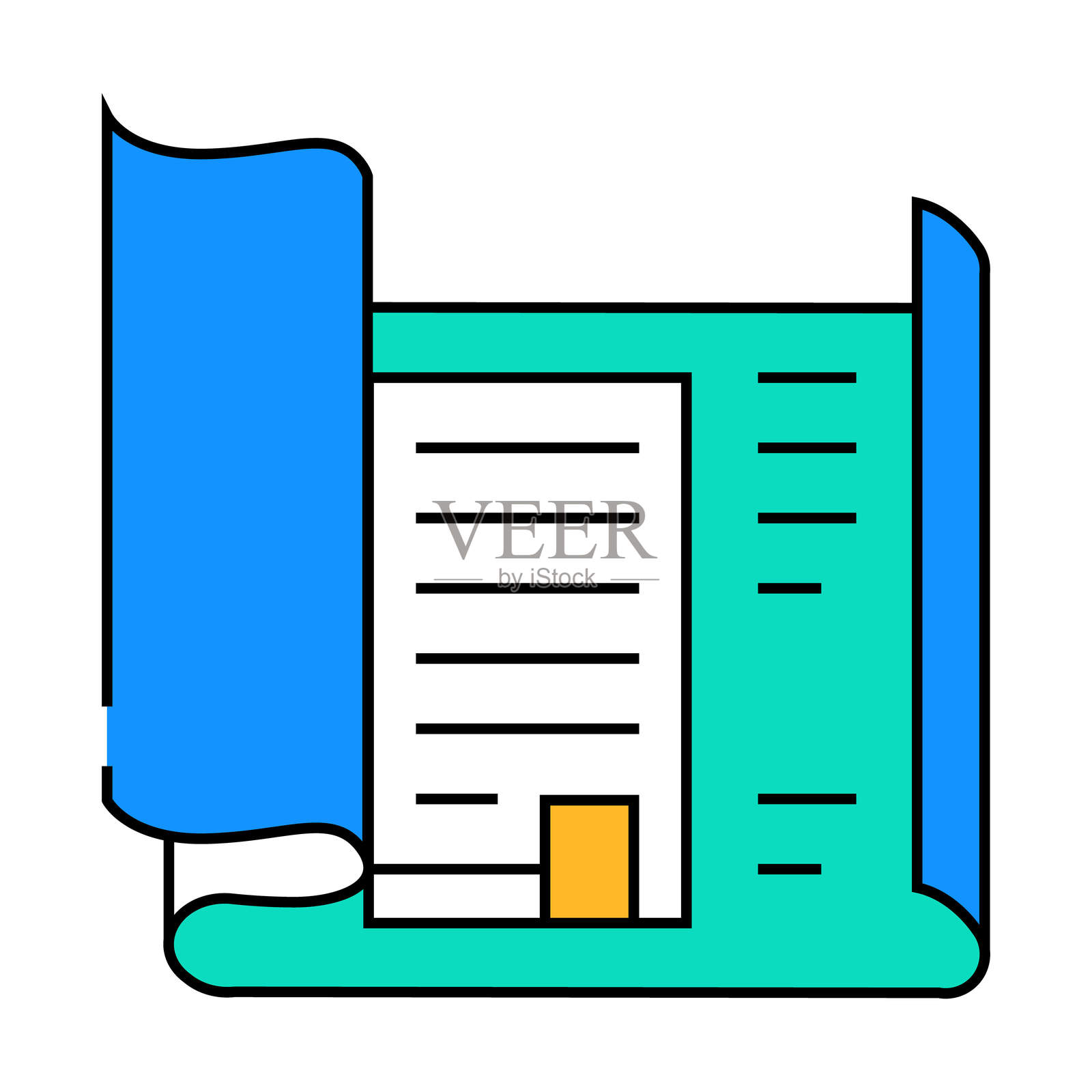 蓝图建筑师文书图标彩色插图插画图片素材