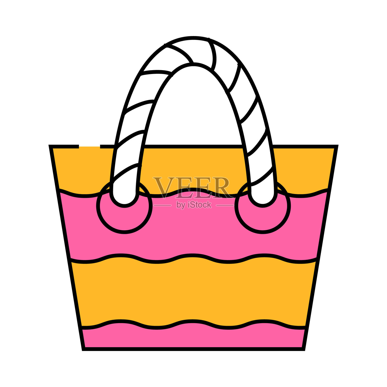 包海滩图标彩色插图插画图片素材