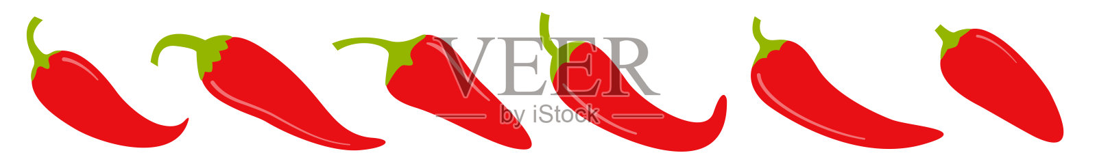 辣椒图标集。新鲜的红辣椒横幅辣椒线。辛辣的食物香料。健康的生活方式。贴纸打印模板。简单的符号符号。平面设计。白色背景。孤立。插画图片素材