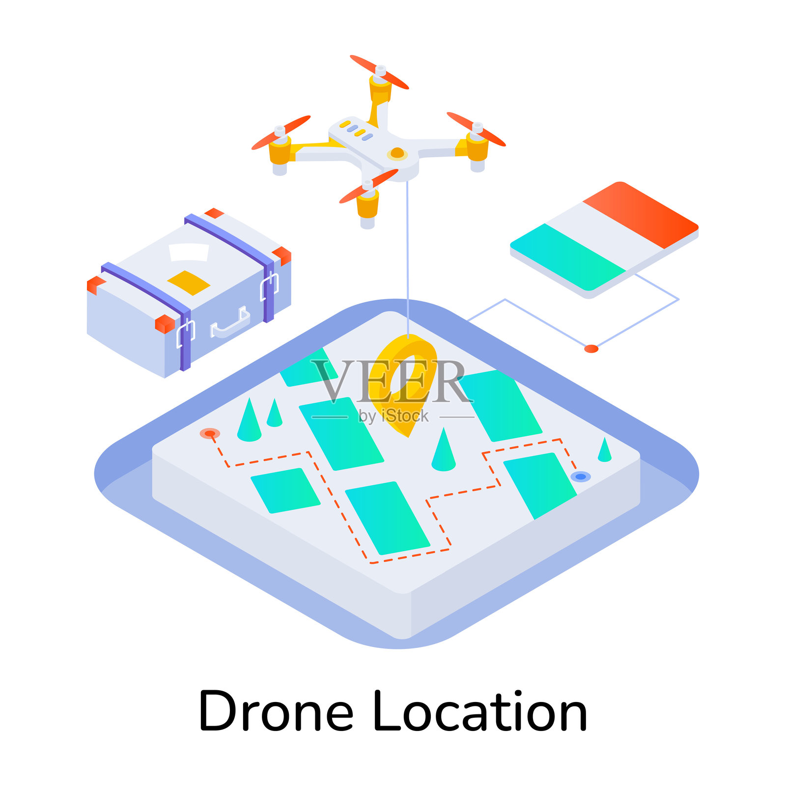 无人机位置等距样式图标插画图片素材