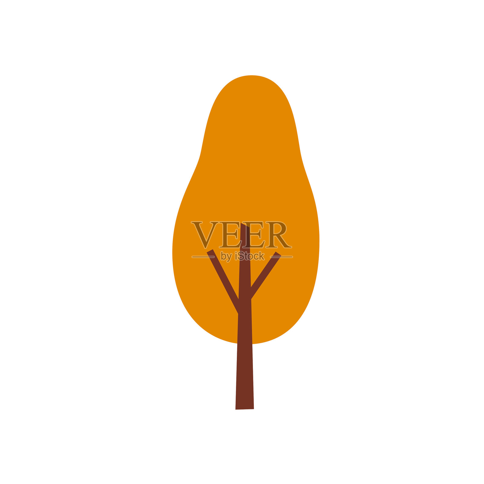 秋天的树孤立在白色背景上。插画图片素材