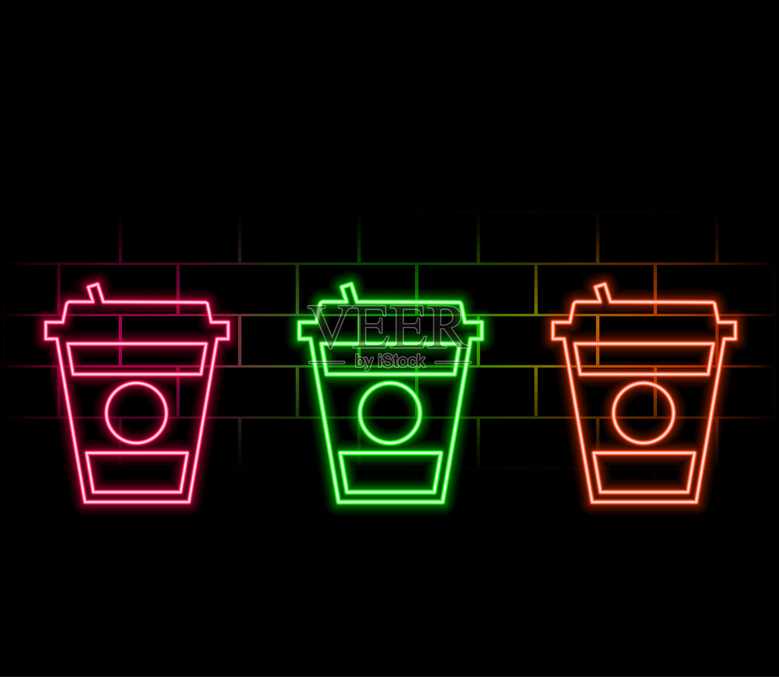 娱乐场所入口处的霓虹灯招牌插画图片素材