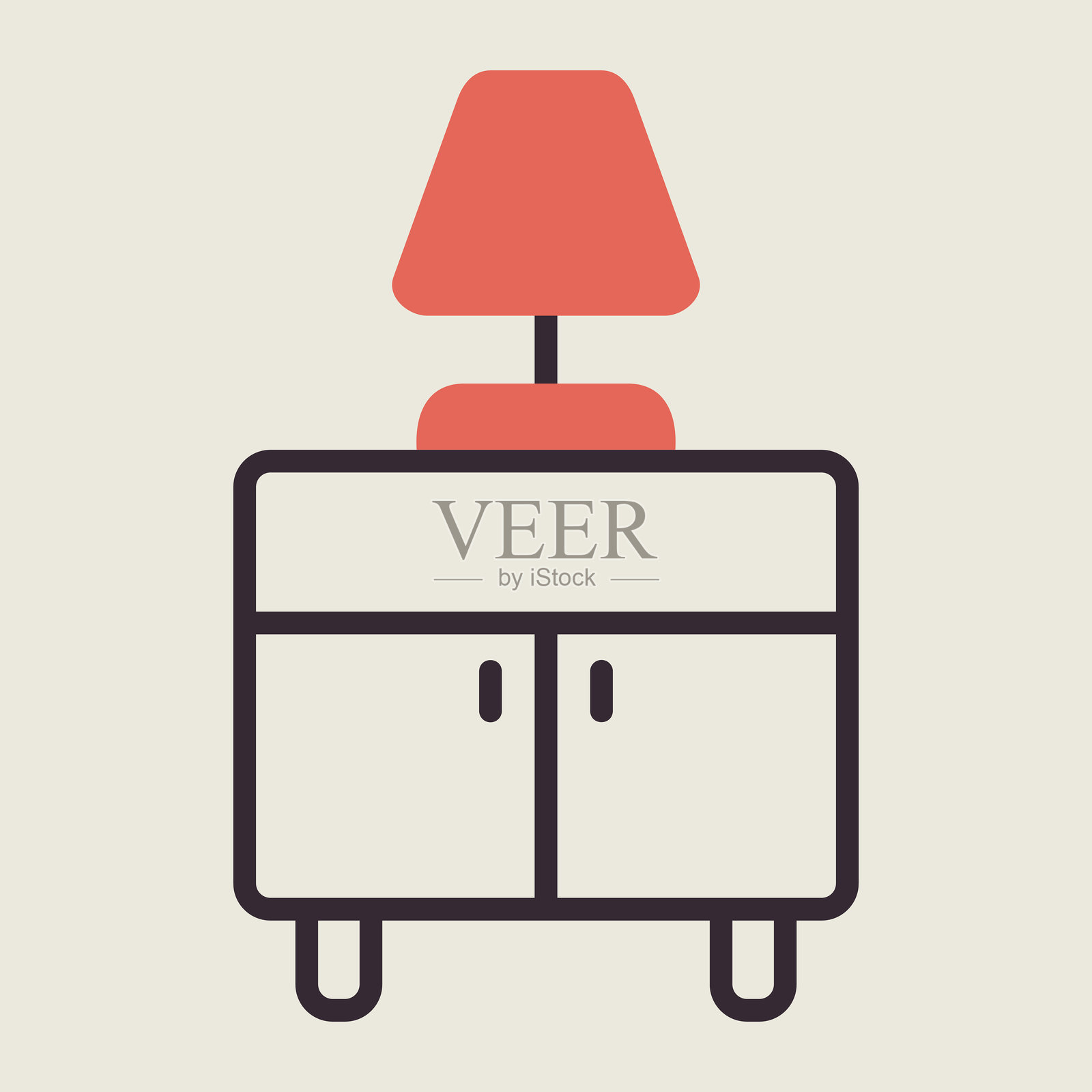 床头柜与灯矢量图标插画图片素材