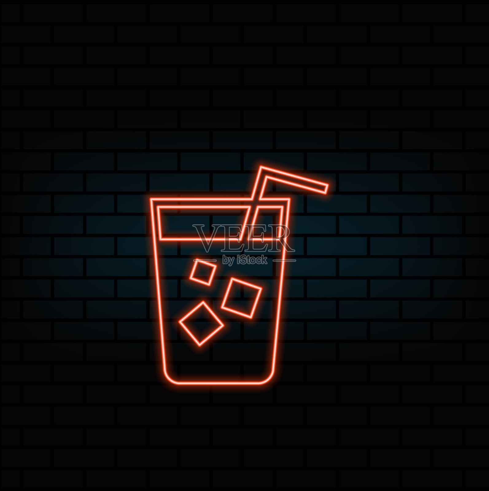 霓虹灯的颜色在一个黑色的背景鸡尾酒会矢量插图。各种鸡尾酒杯和文本鸡尾酒派对。邀请矢量海报设计。插画图片素材