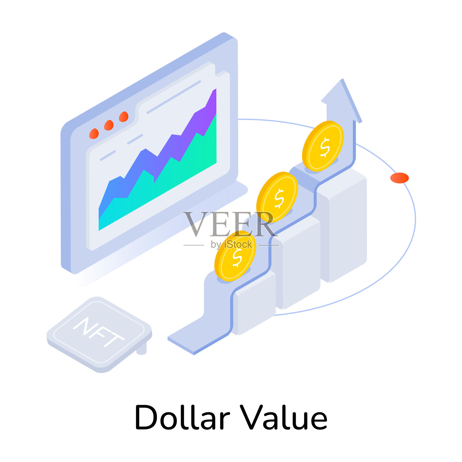 美元价值的等距风格图标插画图片素材