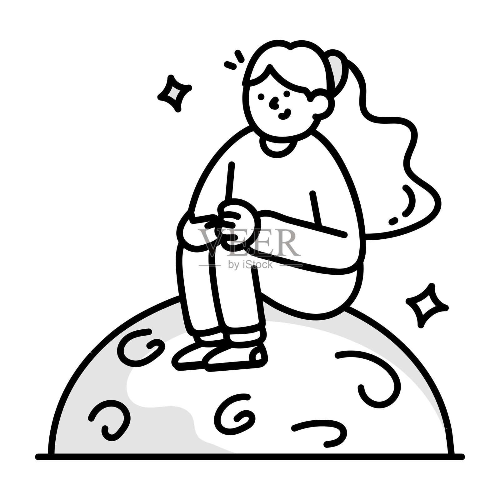 绘图风格的月球探测器图标插画图片素材