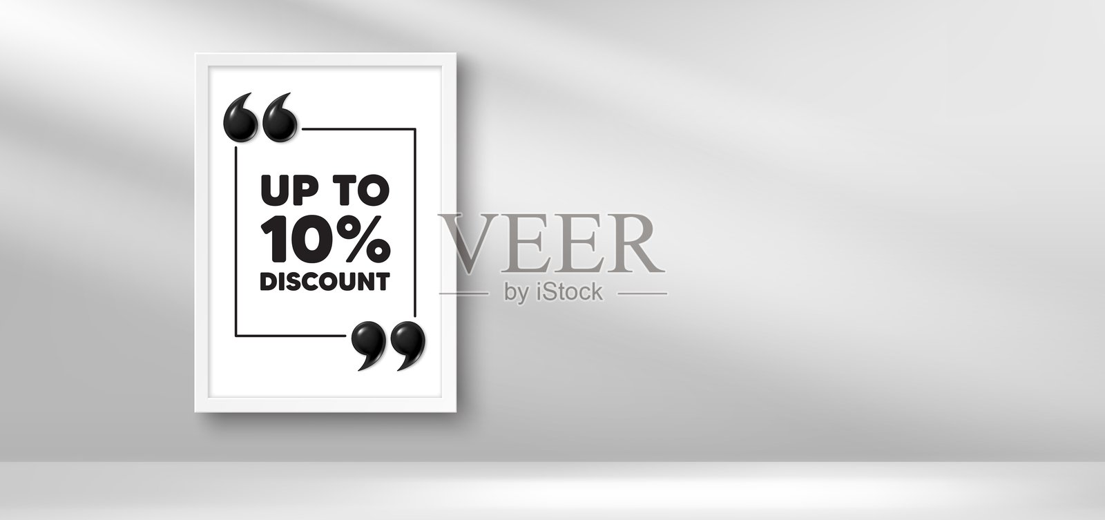 最高打九折。卖出价标志。相框横幅。向量插画图片素材