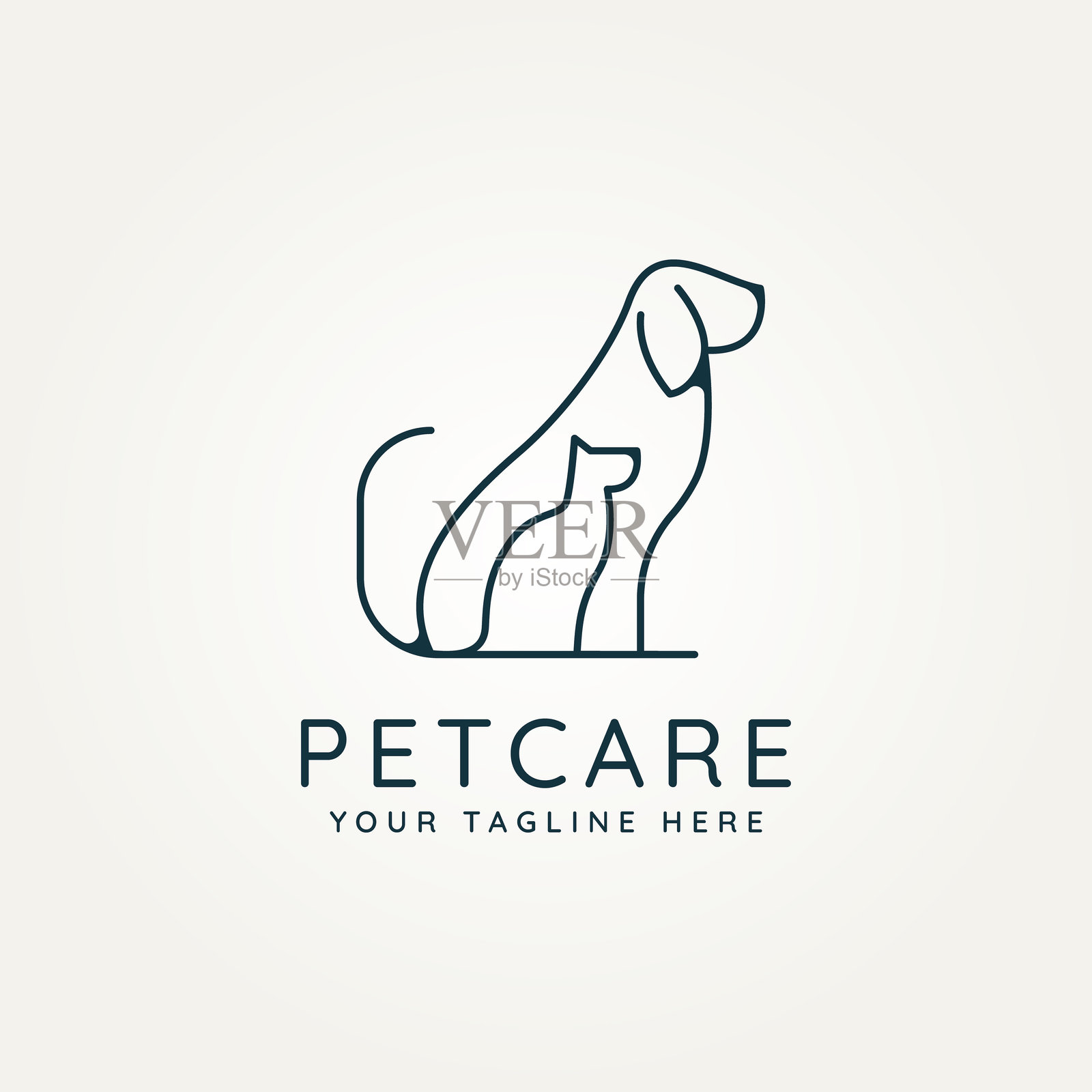宠物护理极简线条艺术标志图标设计插画图片素材