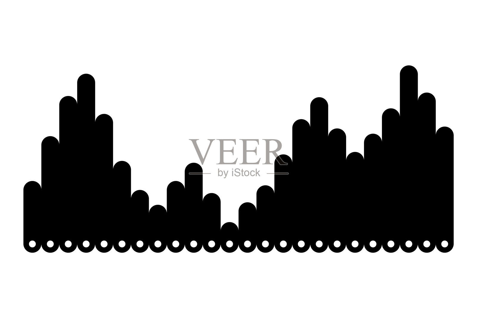 声波。音频数字均衡器技术，音乐脉冲矢量说明。语音线波形或音量级符号。曲线无线电波插画图片素材