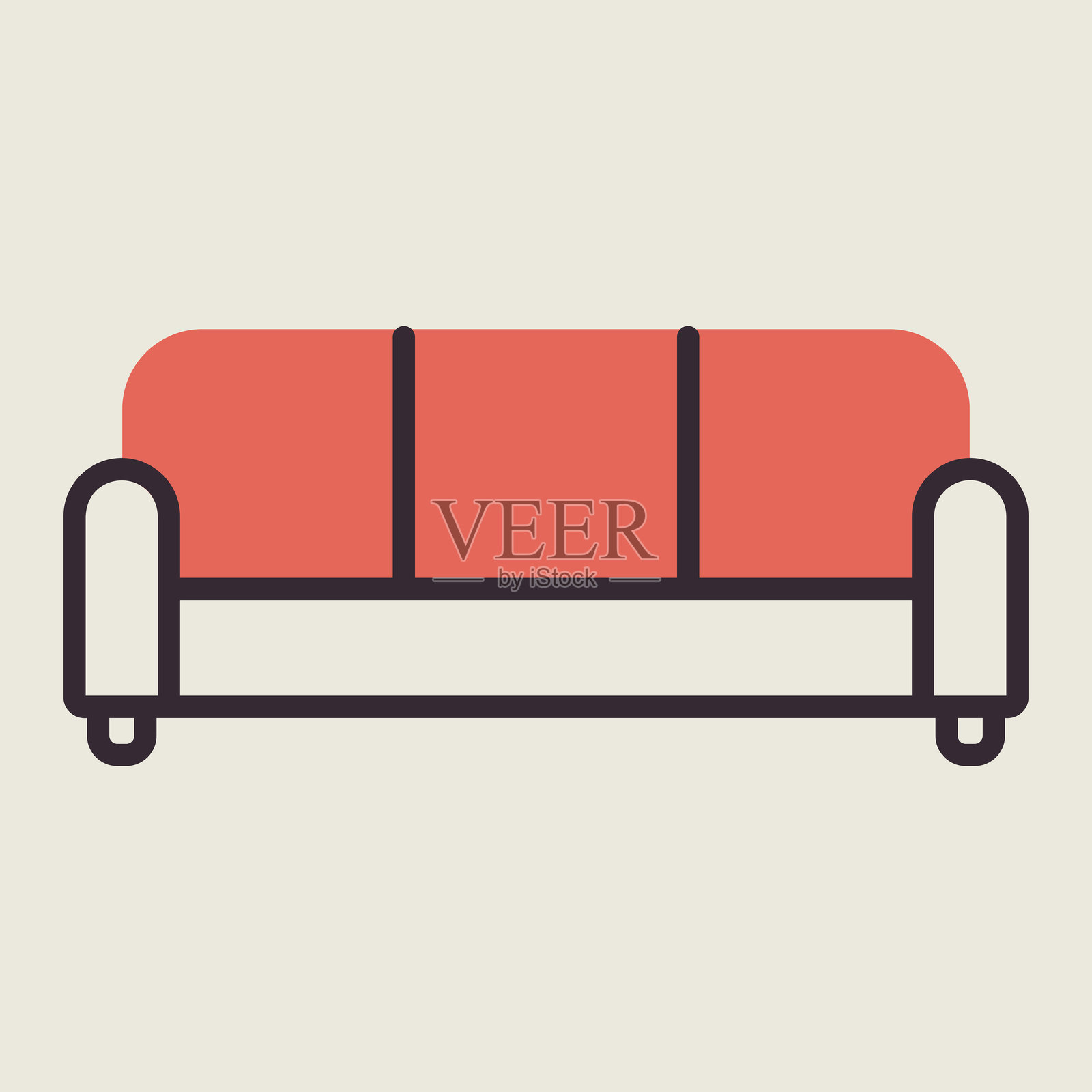 软沙发矢量图标。家具的迹象插画图片素材