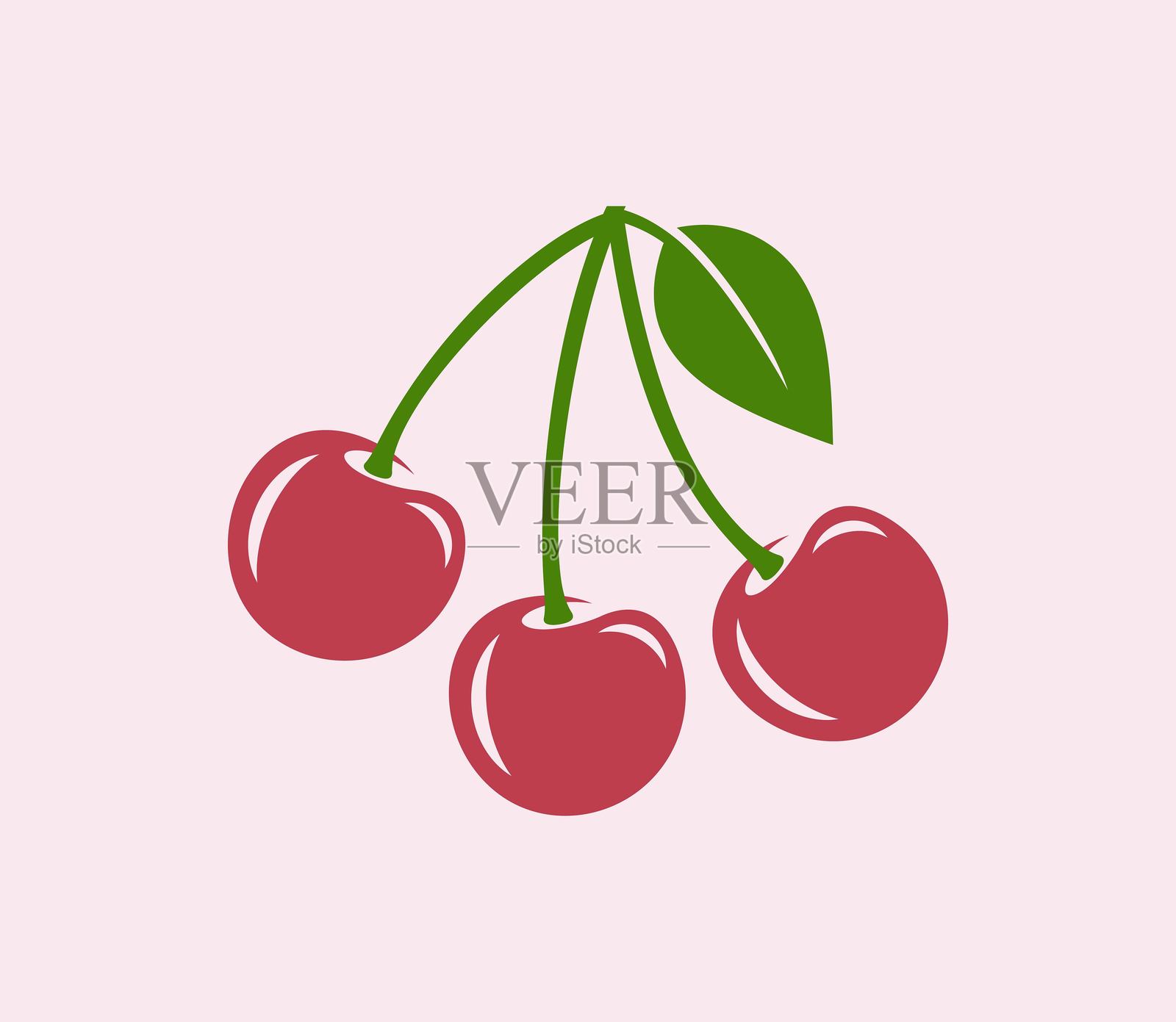 樱桃的标志。白色背景上的孤立樱桃插画图片素材
