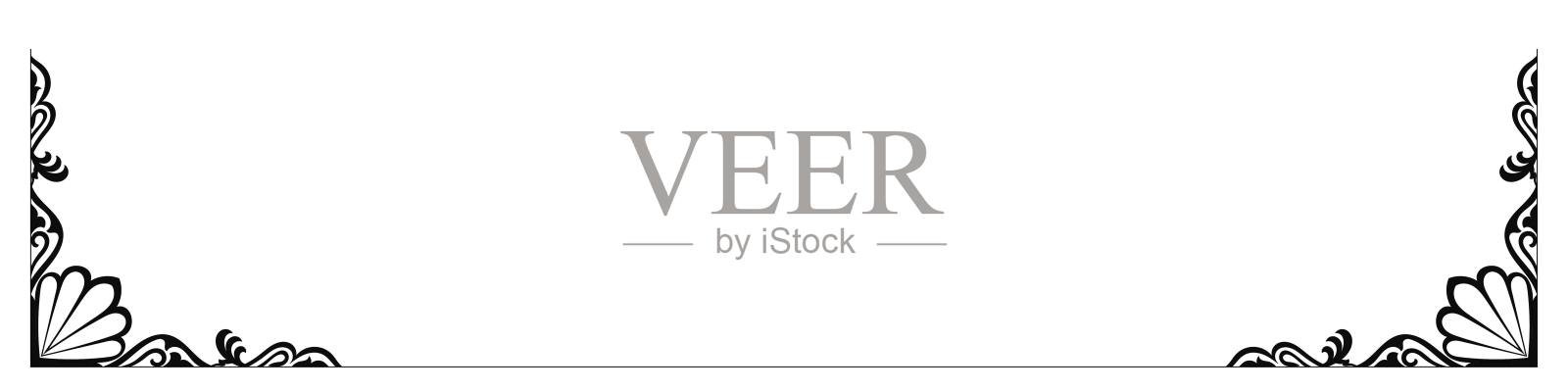 纸的底角。文本框中。复古角，白色背景上的黑线。制作框架的线插画图片素材