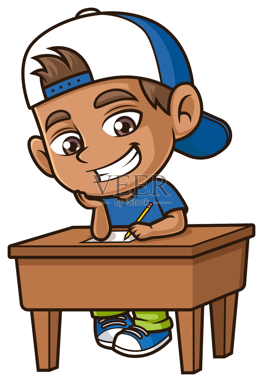 西班牙男孩正在做家庭作业卡通插画插画图片素材