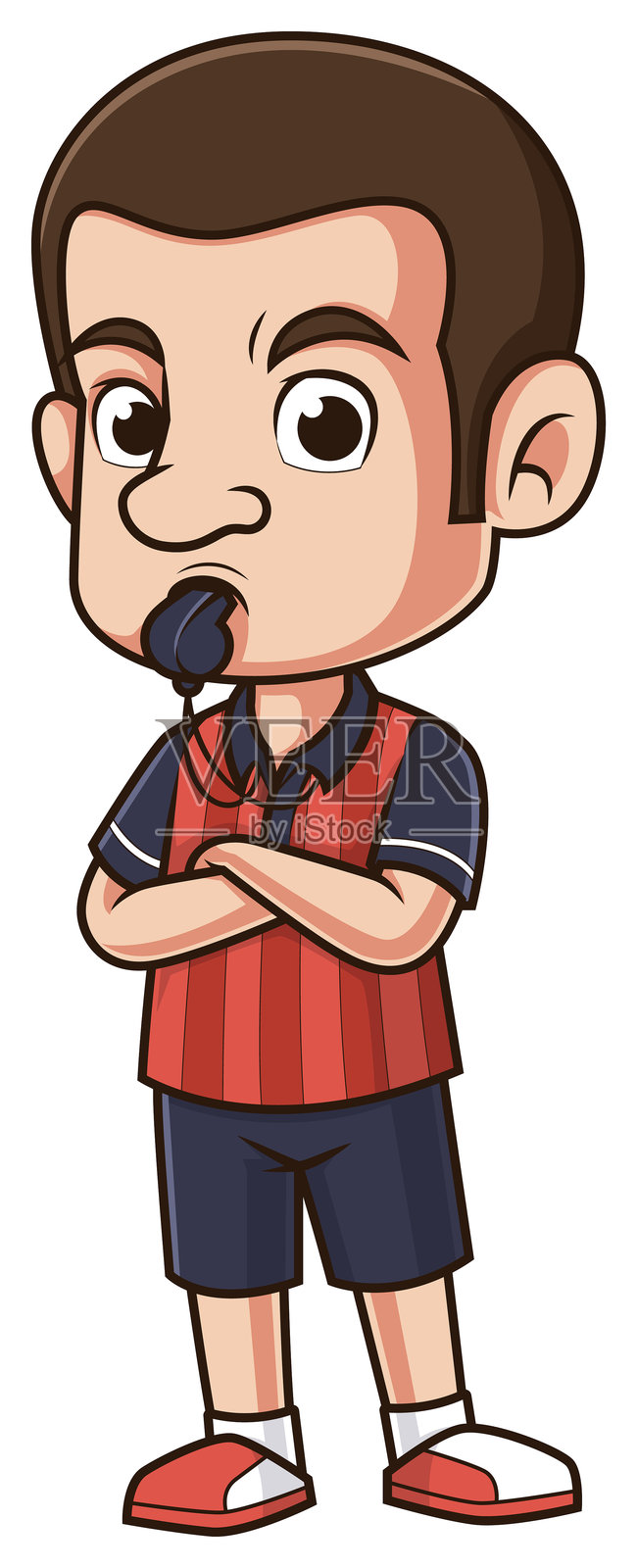 可爱的足球裁判卡通插图插画图片素材