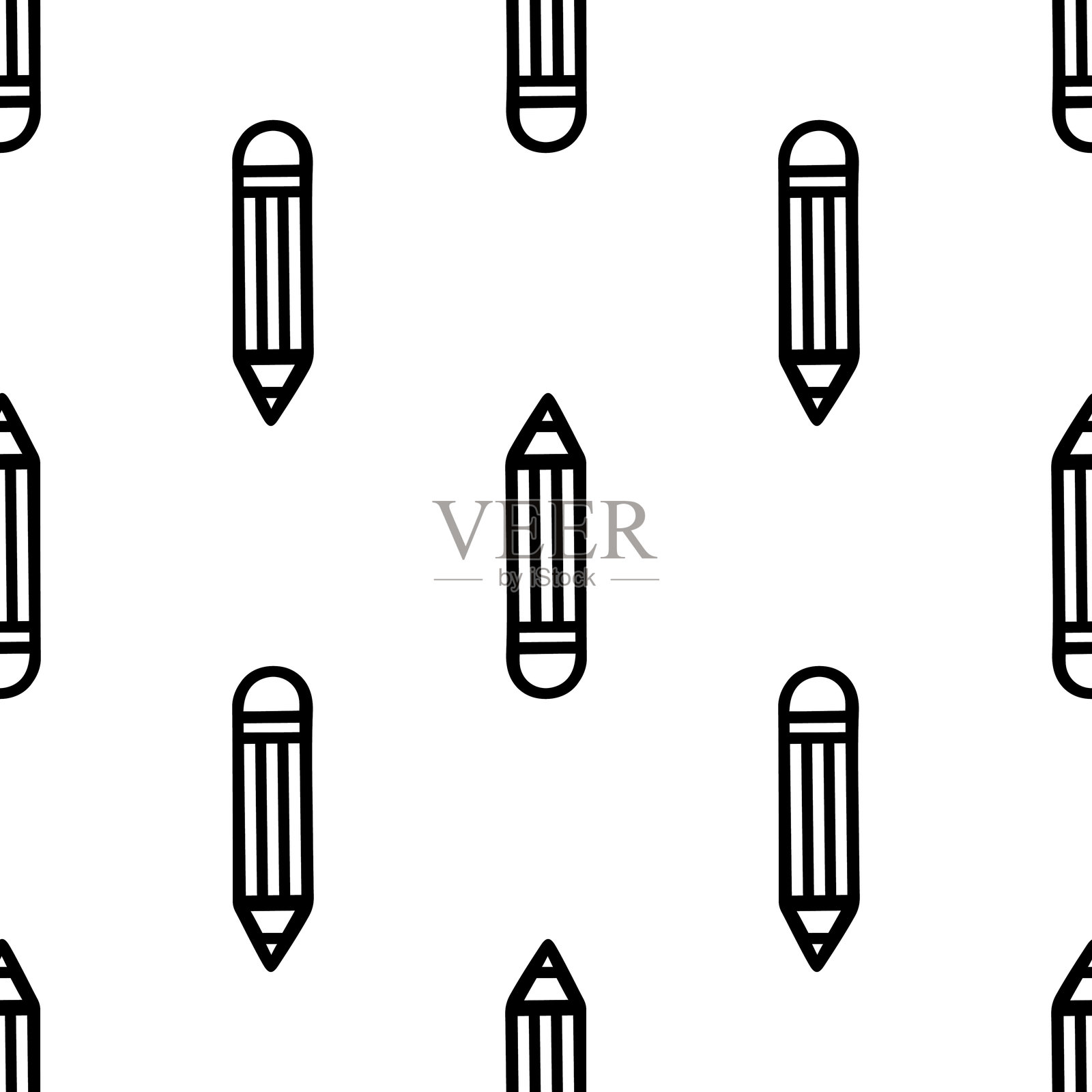 卡通铅笔无缝图案，矢量。插画图片素材