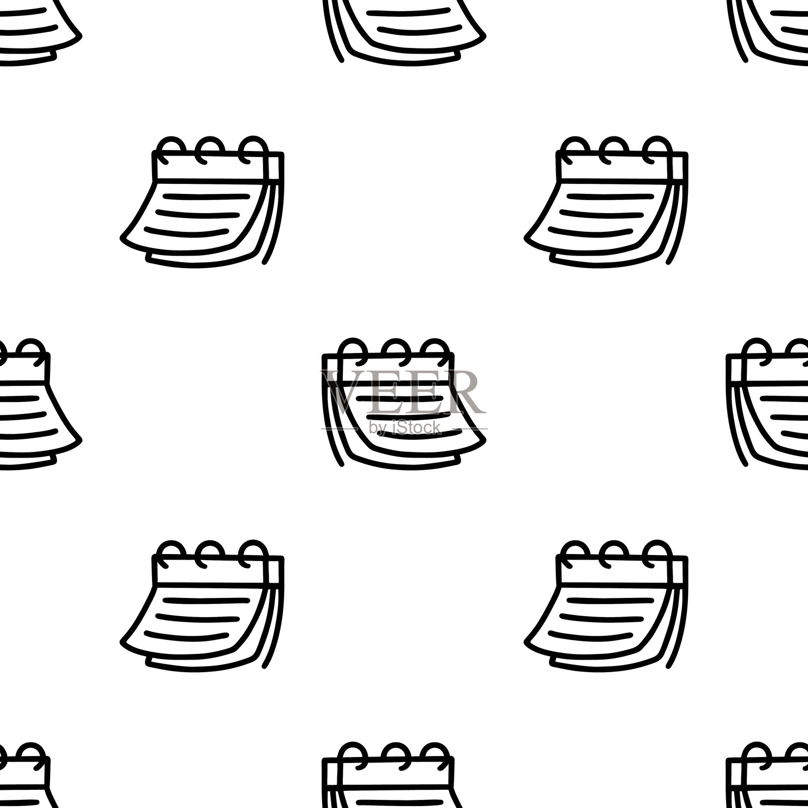 卡通日历无缝图案，矢量。插画图片素材