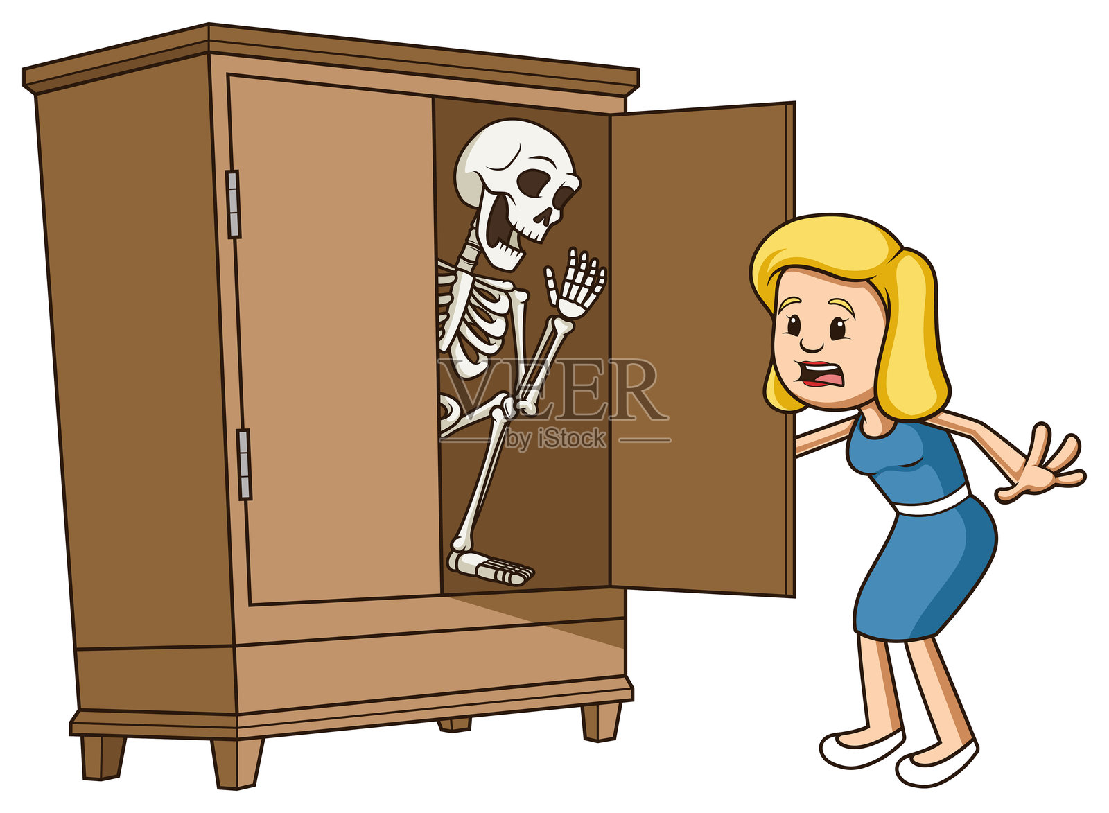 流行的说法是“衣柜里的骷髅”卡通插画插画图片素材