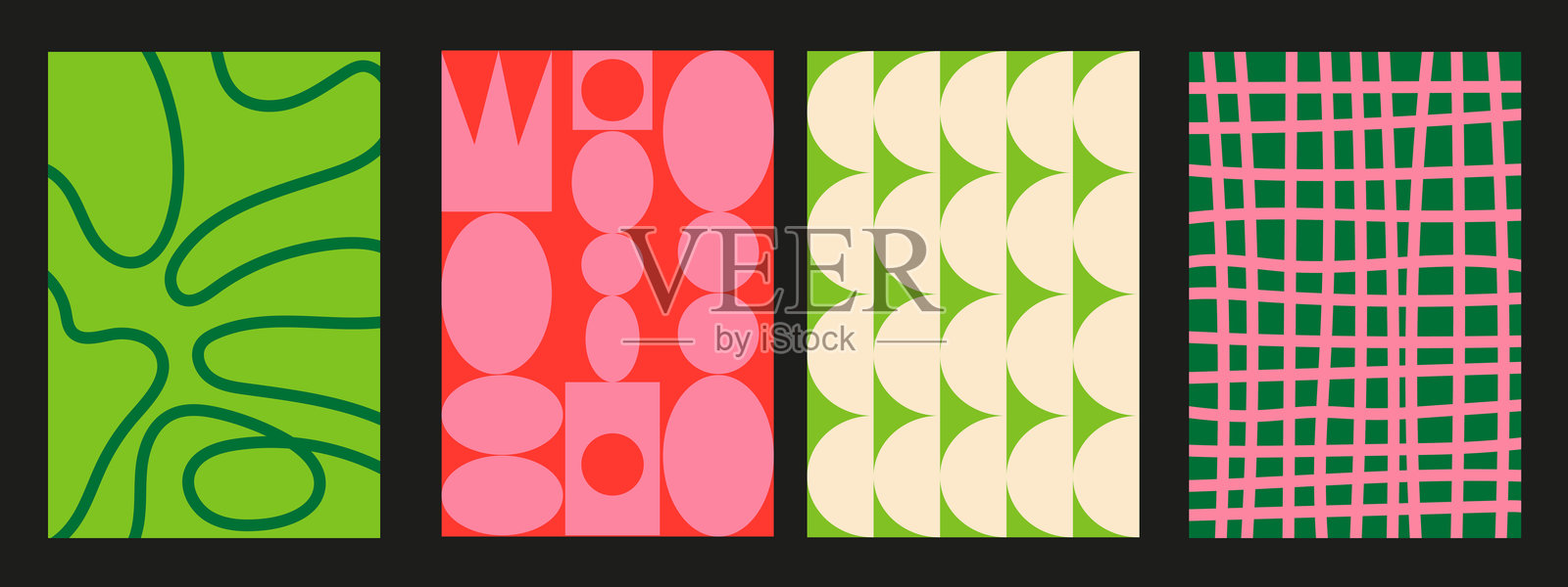 抽象背景集。纹理矢量背景与简单的重复模式的集合。卡片、海报、封面、横幅或品牌的彩色背景。插画图片素材