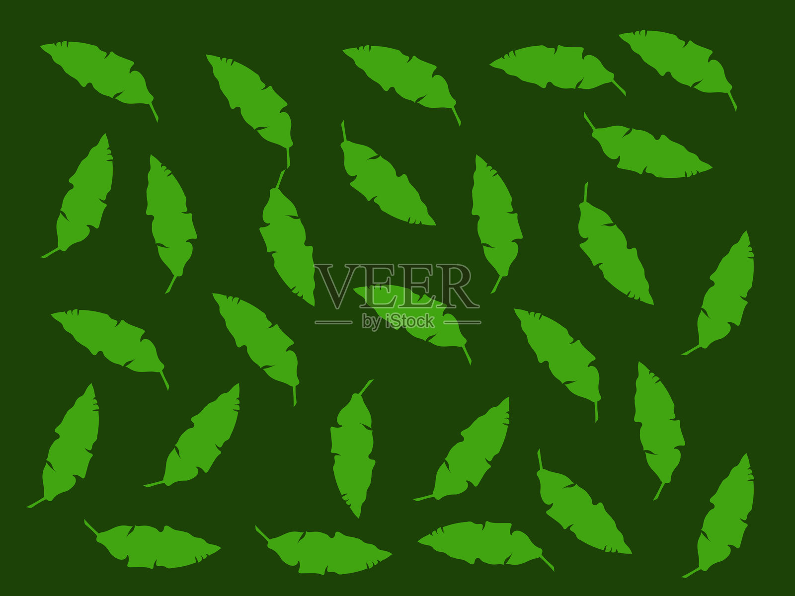 手绘叶子与绿色图案背景插画图片素材