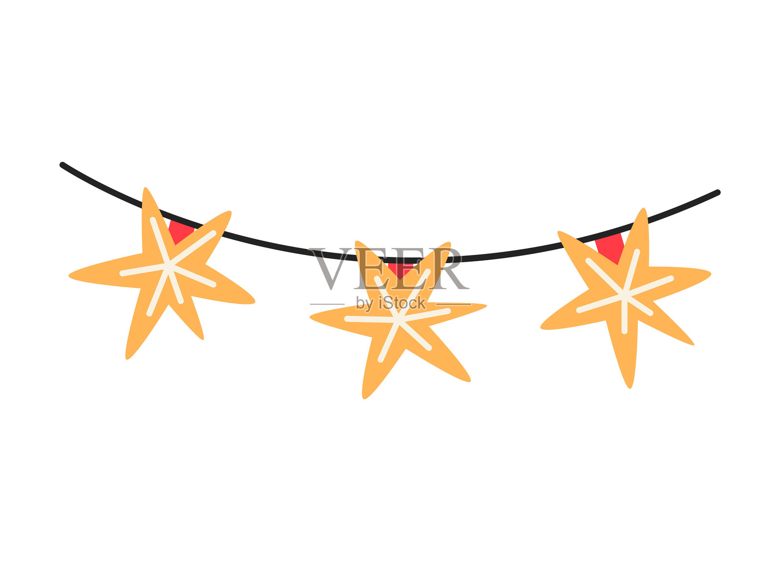 圣诞彩灯花环插画图片素材