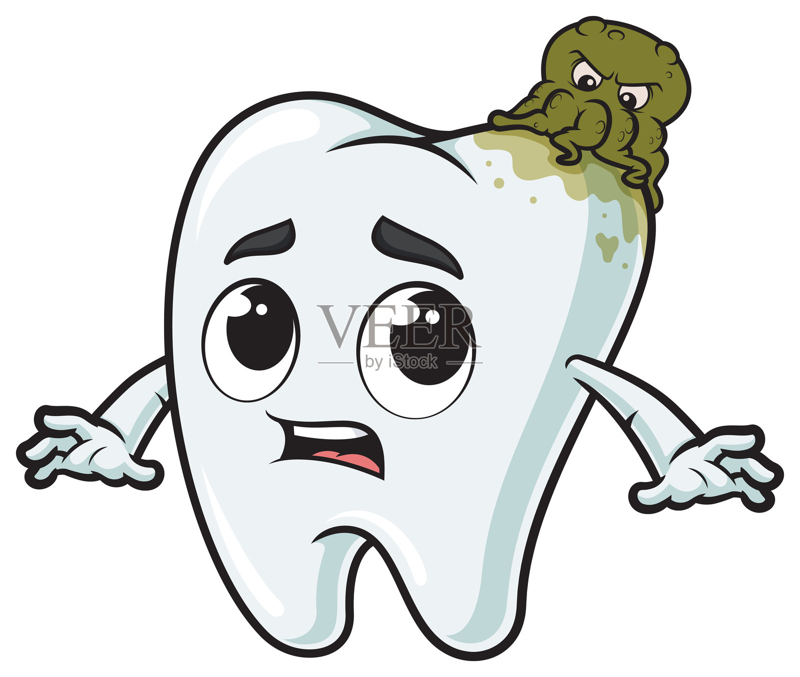 细菌引起蛀牙的卡通插图插画图片素材
