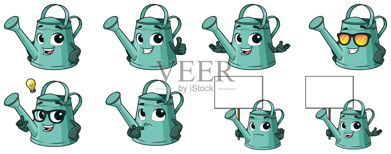 卡通喷壶吉祥物。每个都在单独的层上。插画图片素材