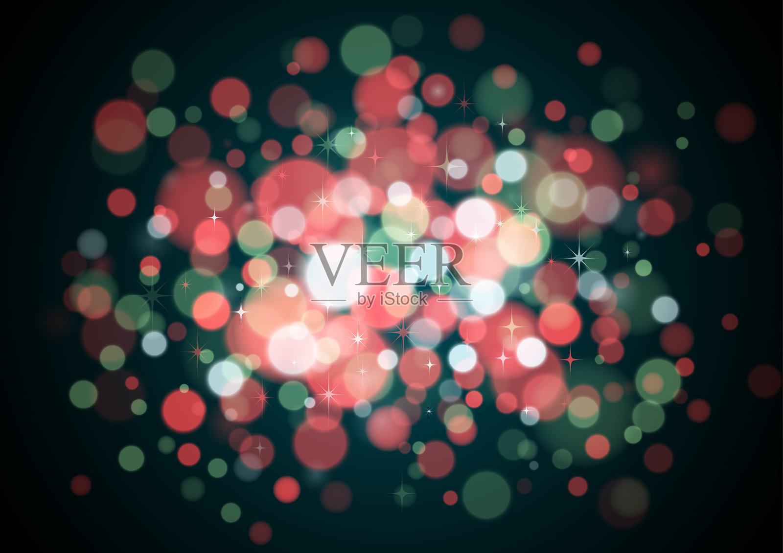 红色和绿色闪闪发光的焦点闪闪发光的灯光圣诞设计插画图片素材