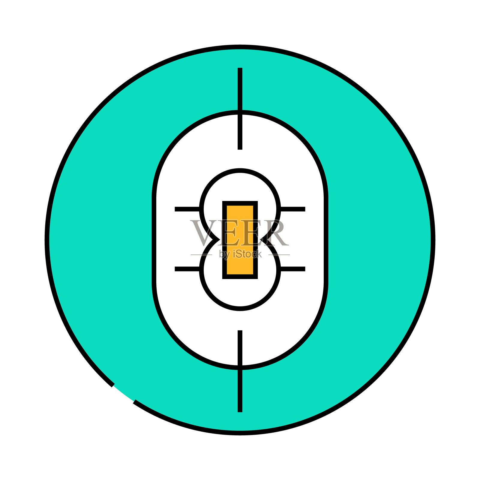 板球场图标彩色插图插画图片素材