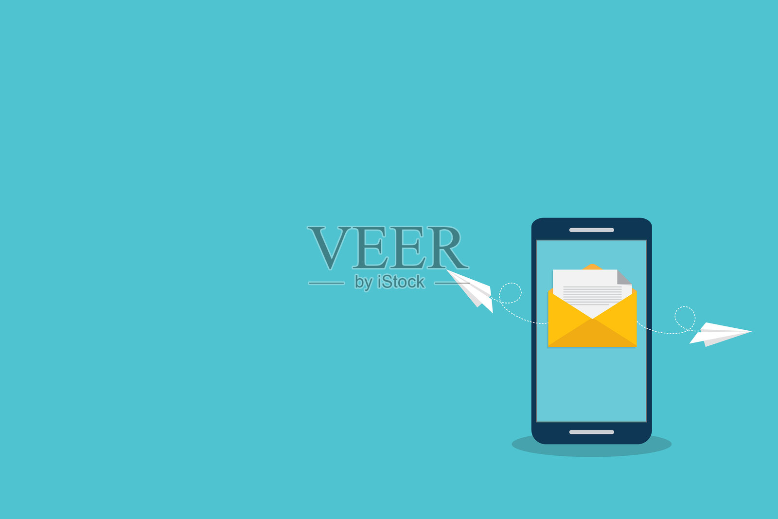 彩色背景上的时事通讯图标矢量设计。插画图片素材