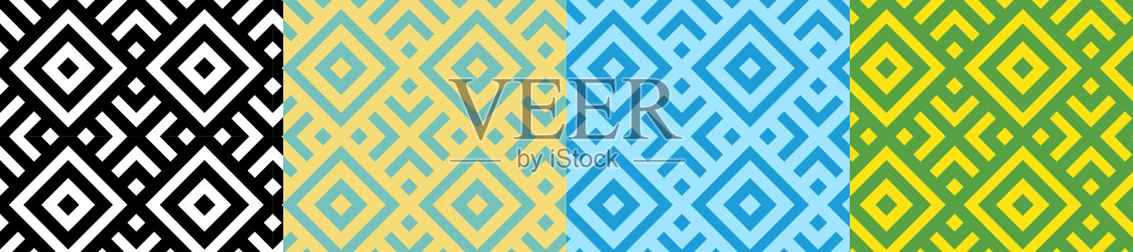 现代几何方形无缝图案丰富多彩插画图片素材