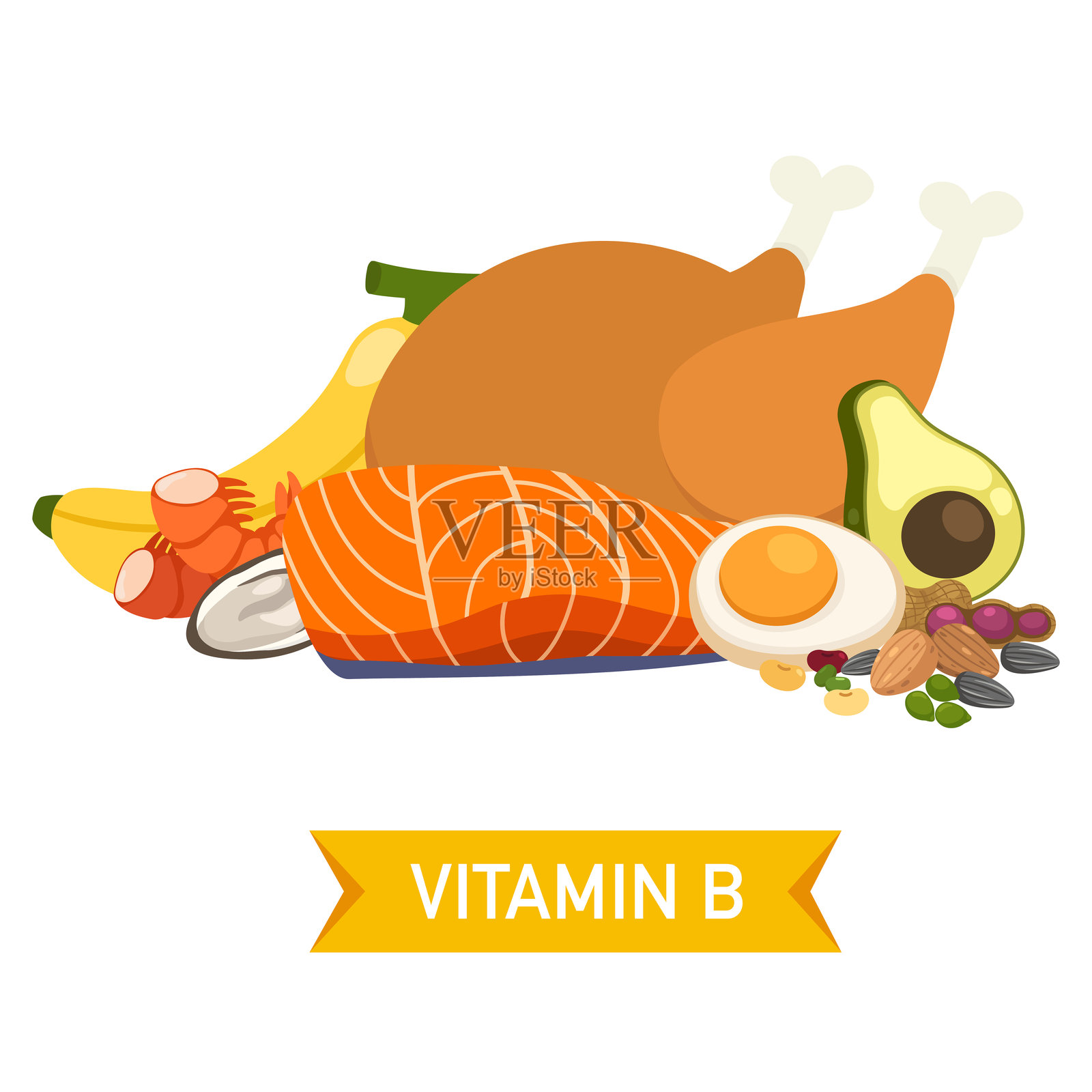 维生素B食物来源矢量图插画图片素材