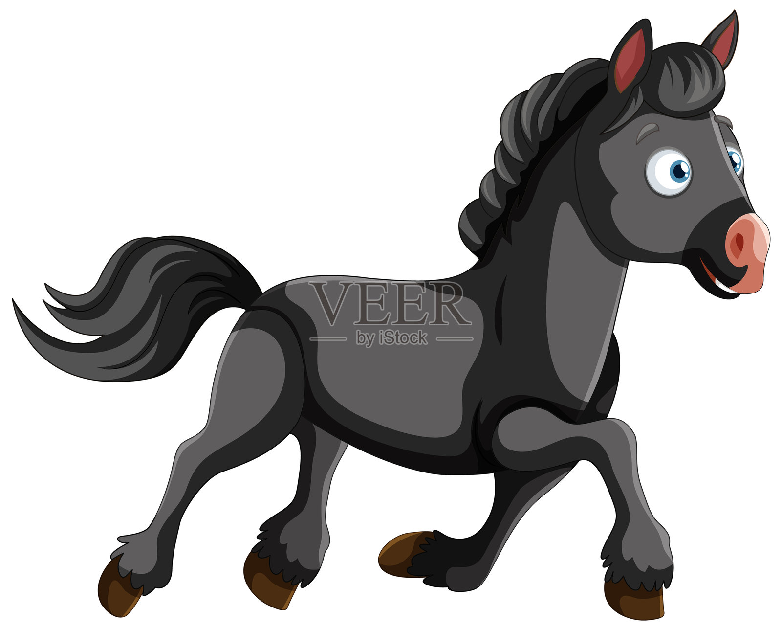 带着快乐表情的动画马插画图片素材