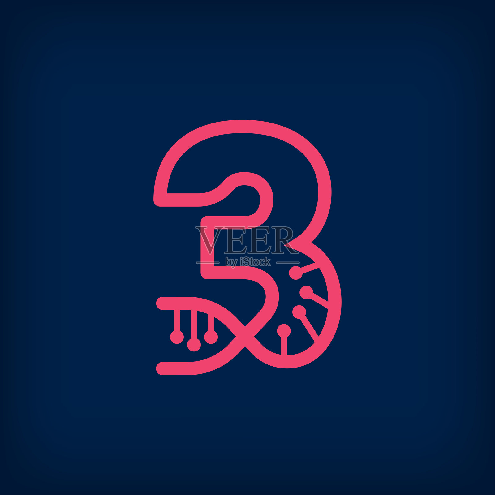 从数字3的DNA形态设计，插画图片素材