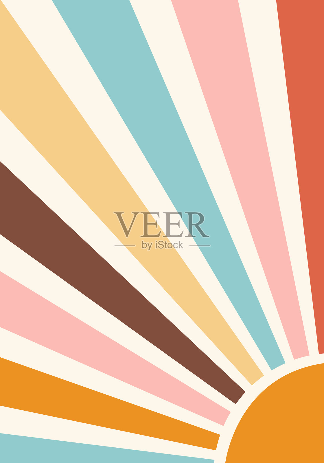 复古太阳复古横幅背景。色彩斑斓的grunge sunburst。Y2k背景。时髦的条纹设计海报。极简的老式艺术品封面。矢量图插画图片素材