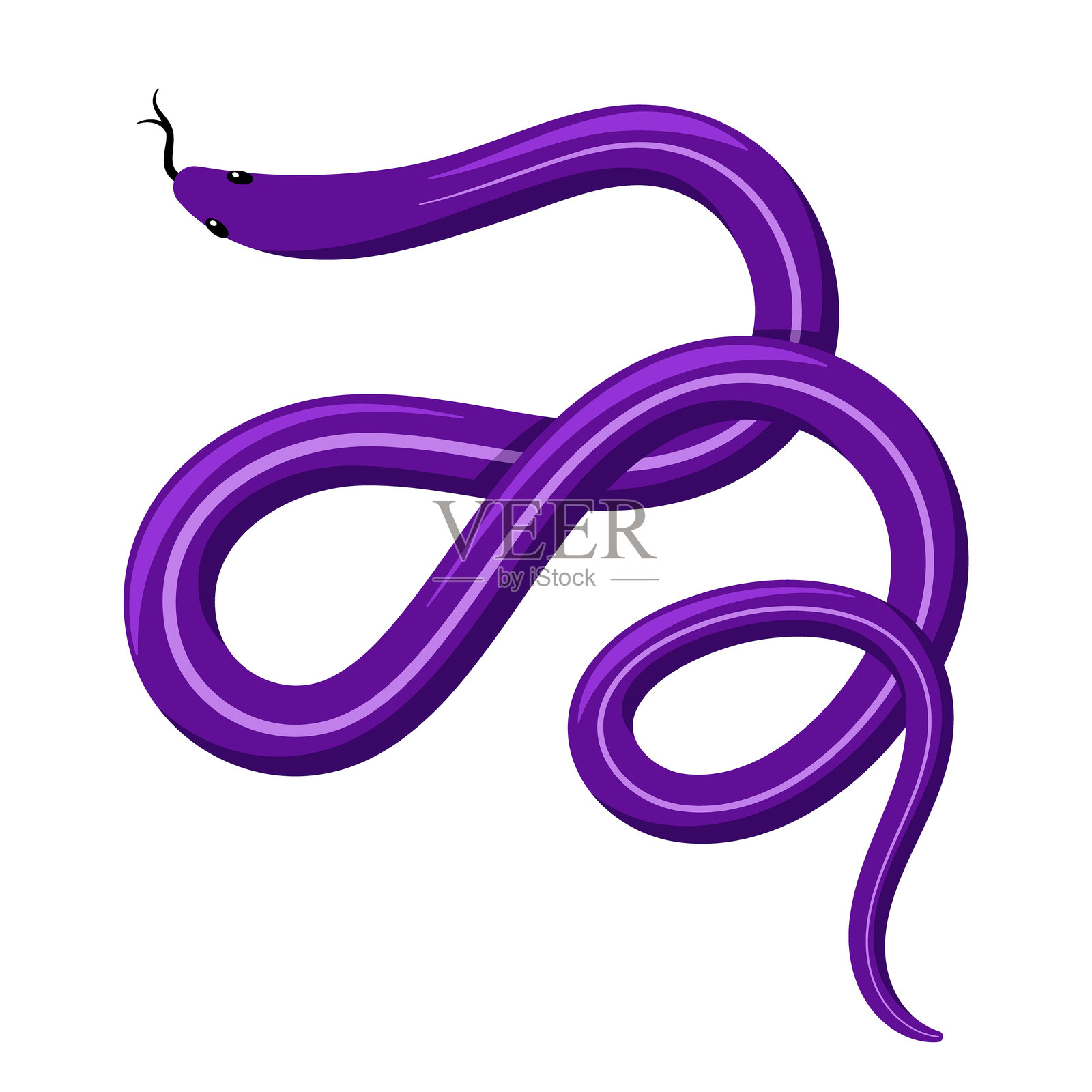 紫色的热带外来蛇。卡通平面插图插画图片素材