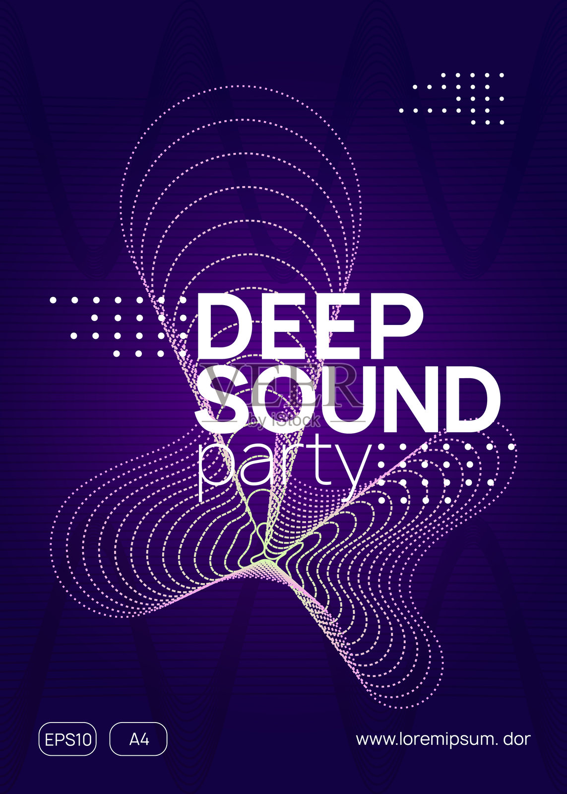 夜总会设计。Edm音乐会模板。迷幻音频邀请。紫罗兰迪斯科舞厅背景。绿色飞行舞。电的封面。聚会活动。粉色夜店设计插画图片素材