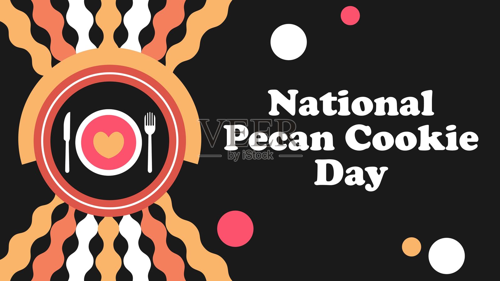 国家核桃饼干日矢量横幅设计与几何形状和充满活力的颜色在水平背景。插画图片素材