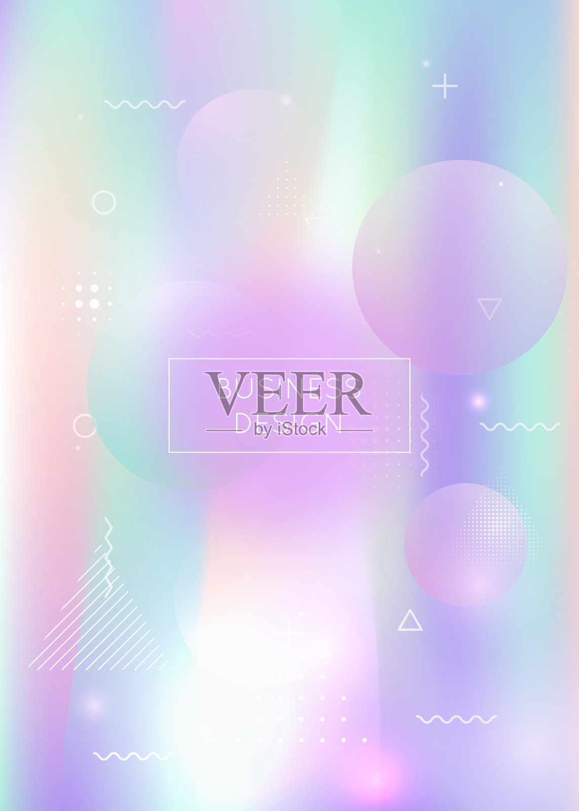 液体的形状。简单的传单。潮人。紫色软背景。抽象的纹理。魔法彩虹杂志。孟菲斯点。复古的图形。紫色液体形状插画图片素材