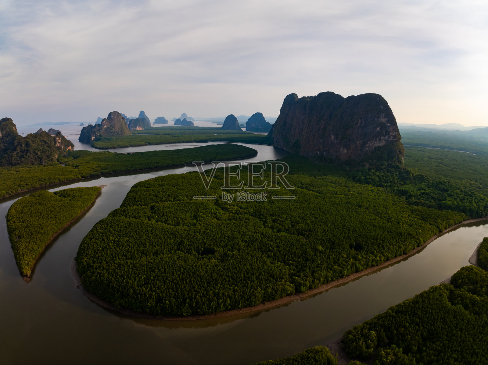令人惊叹的丰富的红树林，鸟瞰森林树木雨林生态系统和健康的环境背景，绿色树木的纹理森林自上而下，高角度视图照片摄影图片