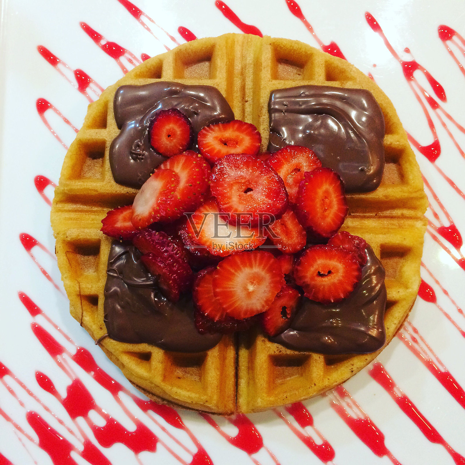 正上方的华夫饼甜点照片摄影图片