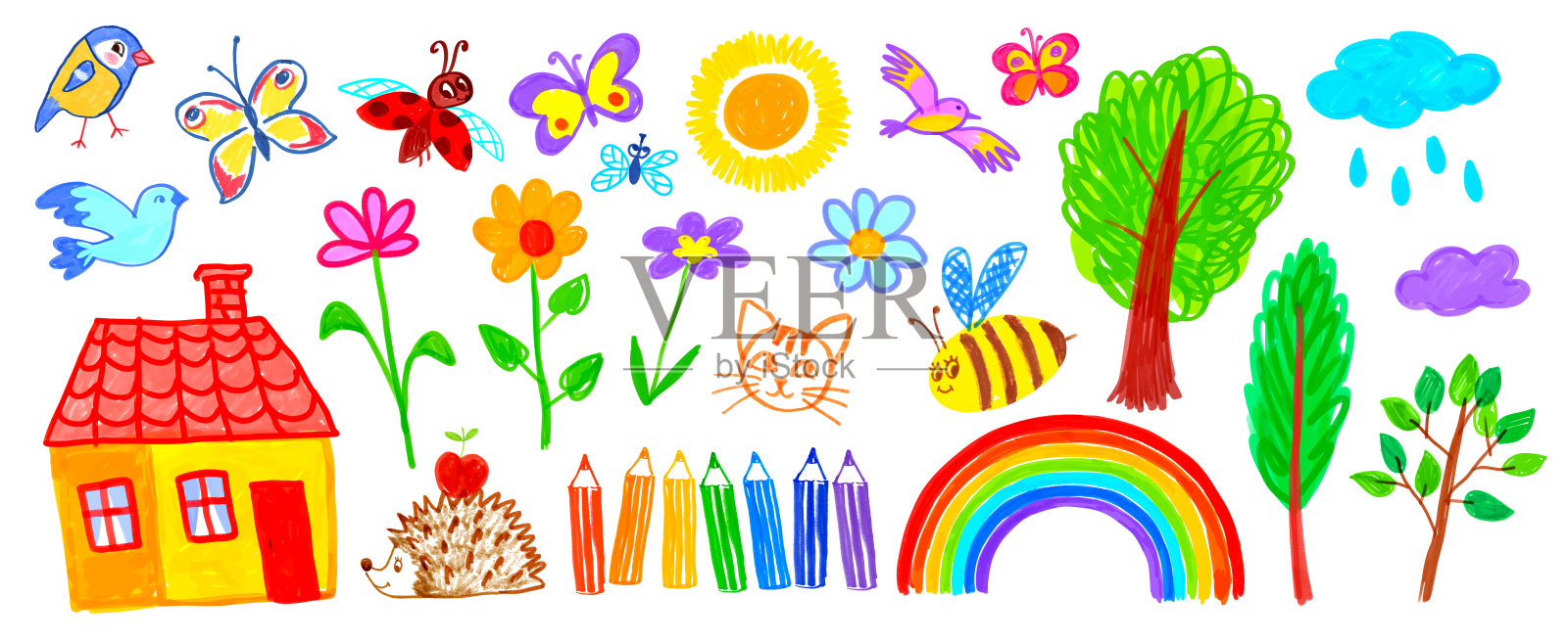 矢量插图收集的儿童图纸插画图片素材